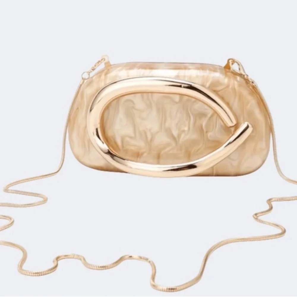 Gold Metallic Crossbody Clutch Bag